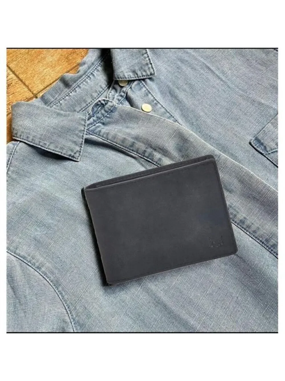 Genuine Leather Mens Bi fold Wallet RFID Blocking Slim Pocket Thin ID BLACK NEW